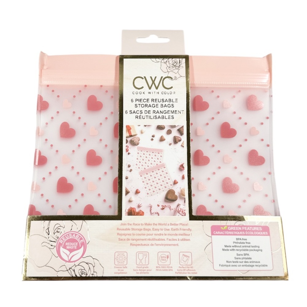 New CWC PINK HEART Reusable Storage Bags